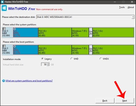 Sådan installeres Windows ved hjælp af WinToHDD uden USB eller DVD