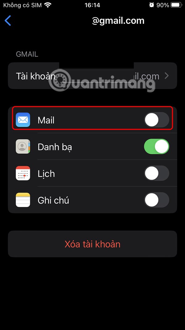 Instruksjoner for å logge ut av Mail på iPhone
