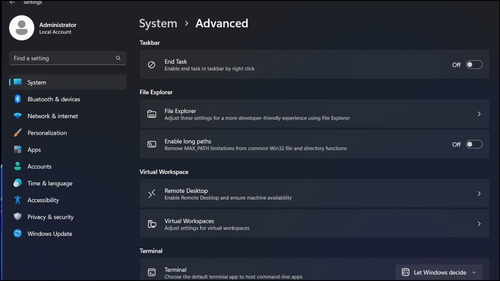 Lisäasetusten ottaminen käyttöön Windows 11:ssä