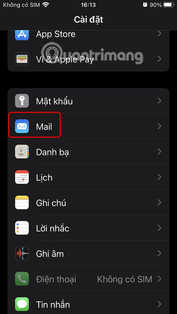 Instruksjoner for å logge ut av Mail på iPhone