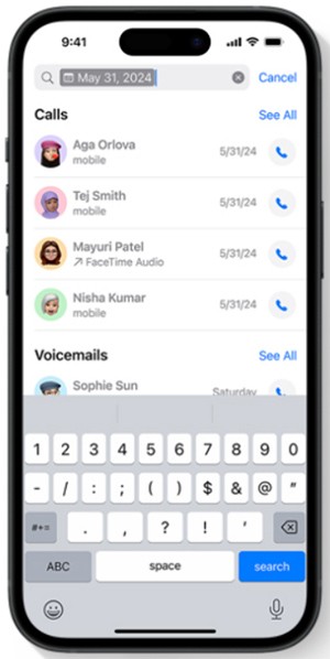 Puheluhistorian tarkasteleminen ja poistaminen iPhonessa