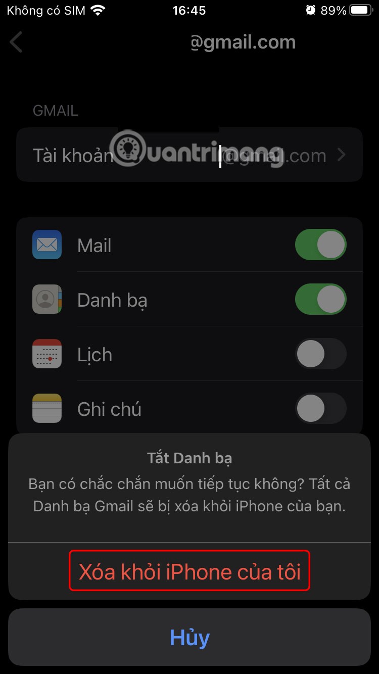 Instruksjoner for å logge ut av Mail på iPhone