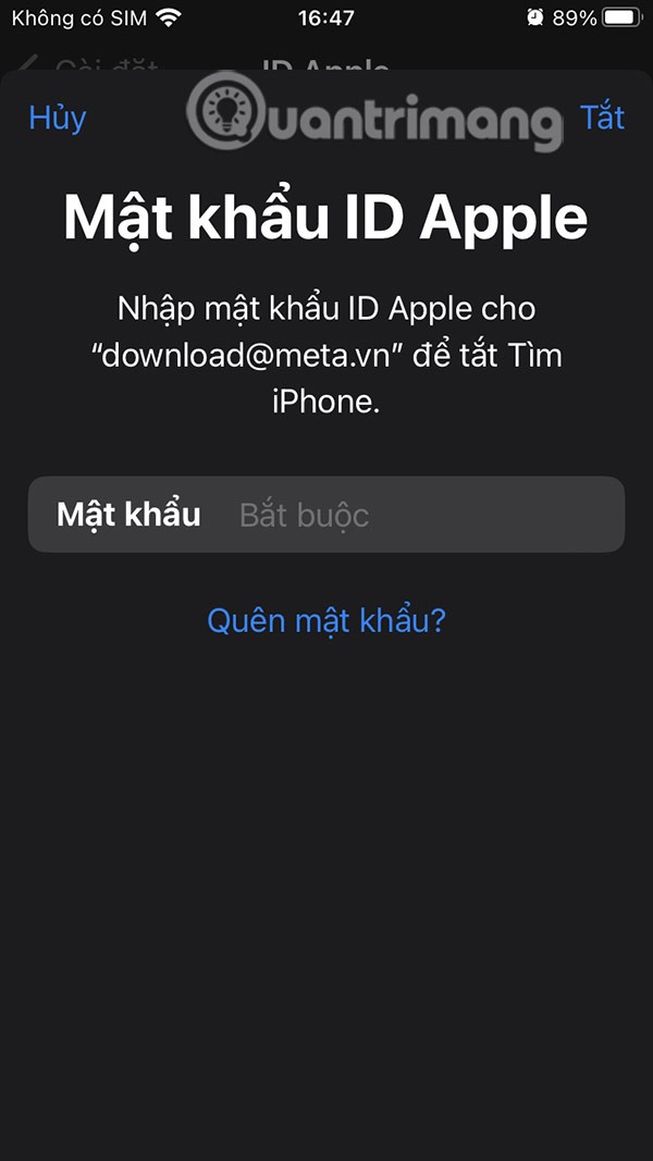 Instruksjoner for å logge ut av Mail på iPhone