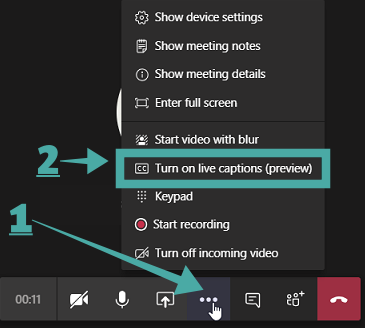 Kaip įjungti tiesioginius subtitrus „Microsoft Teams“.