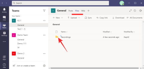 Gdje se nalazi lokacija za snimanje i preuzimanje datoteka Microsoft Teams