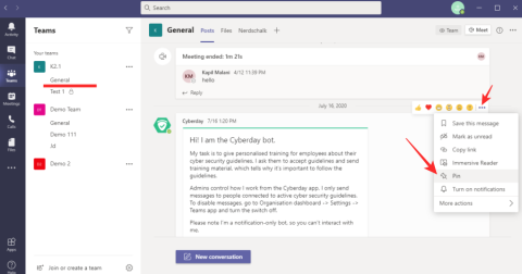 Hvernig á að festa skilaboð á Microsoft Teams