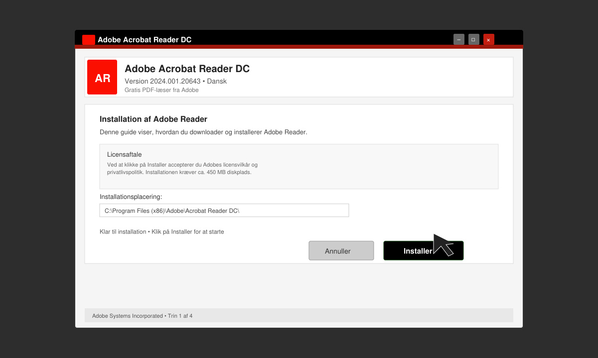 Käyttöjärjestelmän ja kielen valinta Adobe Reader -lataussivulla