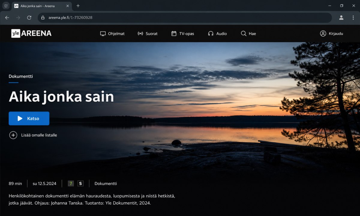 Aika jonka sain yle areena