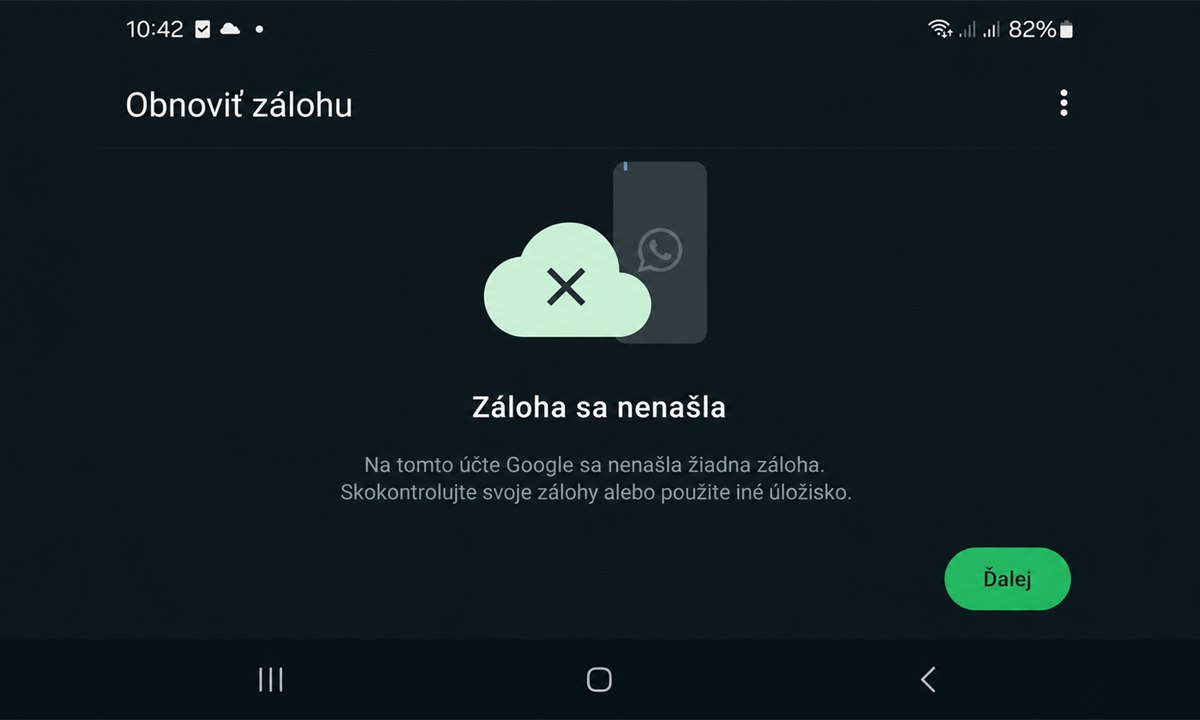 Výsledok postupu pre Ako obnovit chat WhatsApp