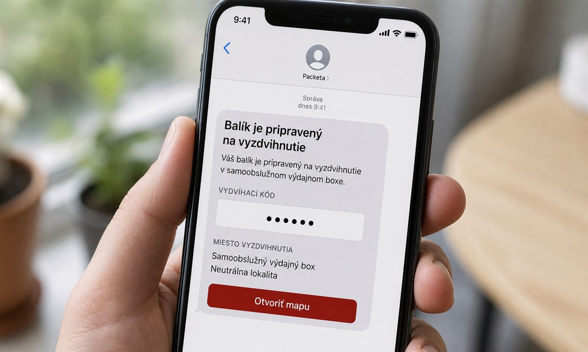 SMS notifikácia o balíku v Packeta boxe s vyzdvihávacím kódom