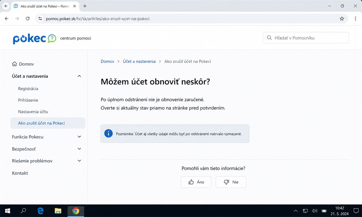 Výsledok postupu pre Ako zrusit ucet na pokeci
