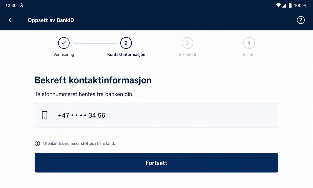 Registrer mobilnummer for BankID aktivering