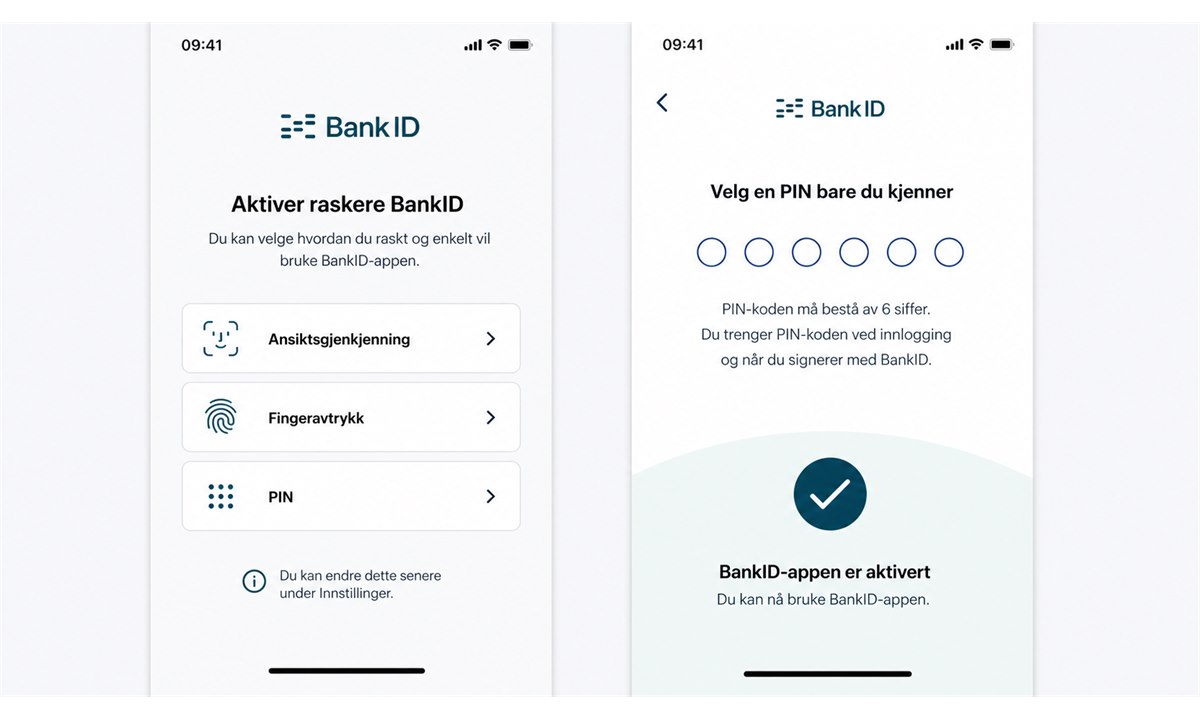 Velg PIN-kode under aktivering av BankID på mobil