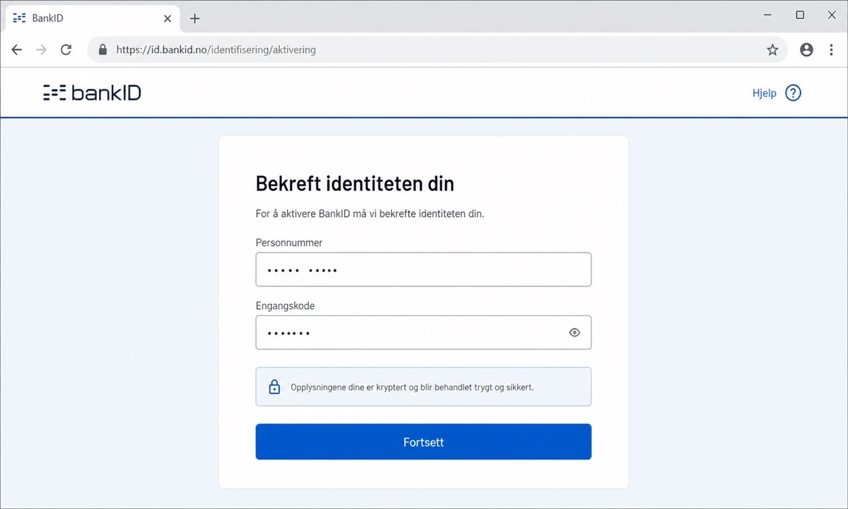 Taste inn personnummer for BankID-aktivering