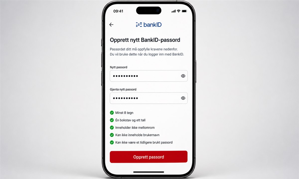 Opprette nytt BankID-passord i appen