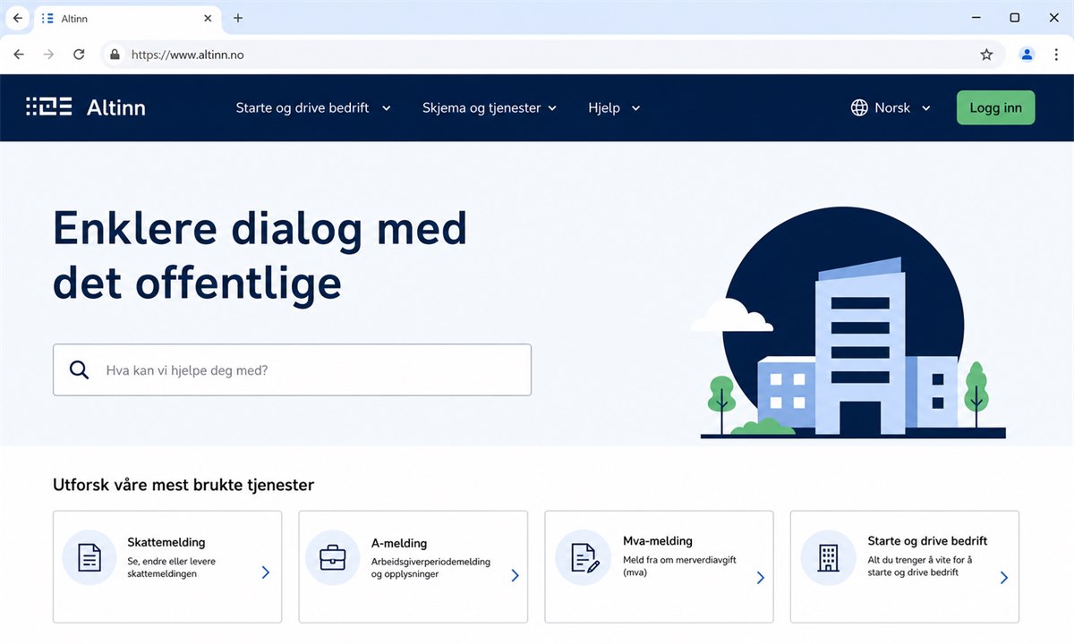 Altinn no log in startside med innloggingsknapp