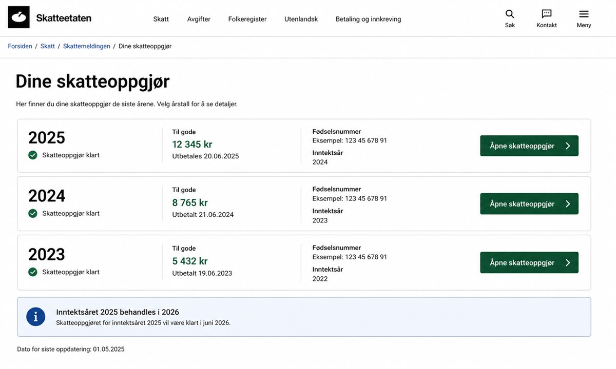 Velg inntektsår for skatteoppgjøret