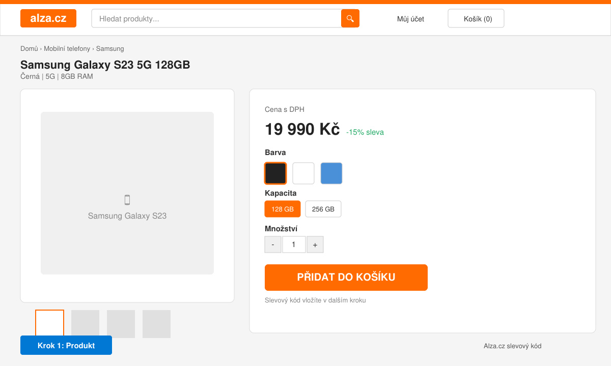 Screenshot of Alza.cz product page with add to cart button highlighted