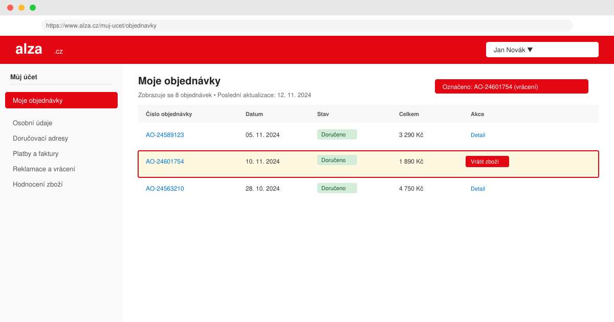 Alza jak vrátit zboží