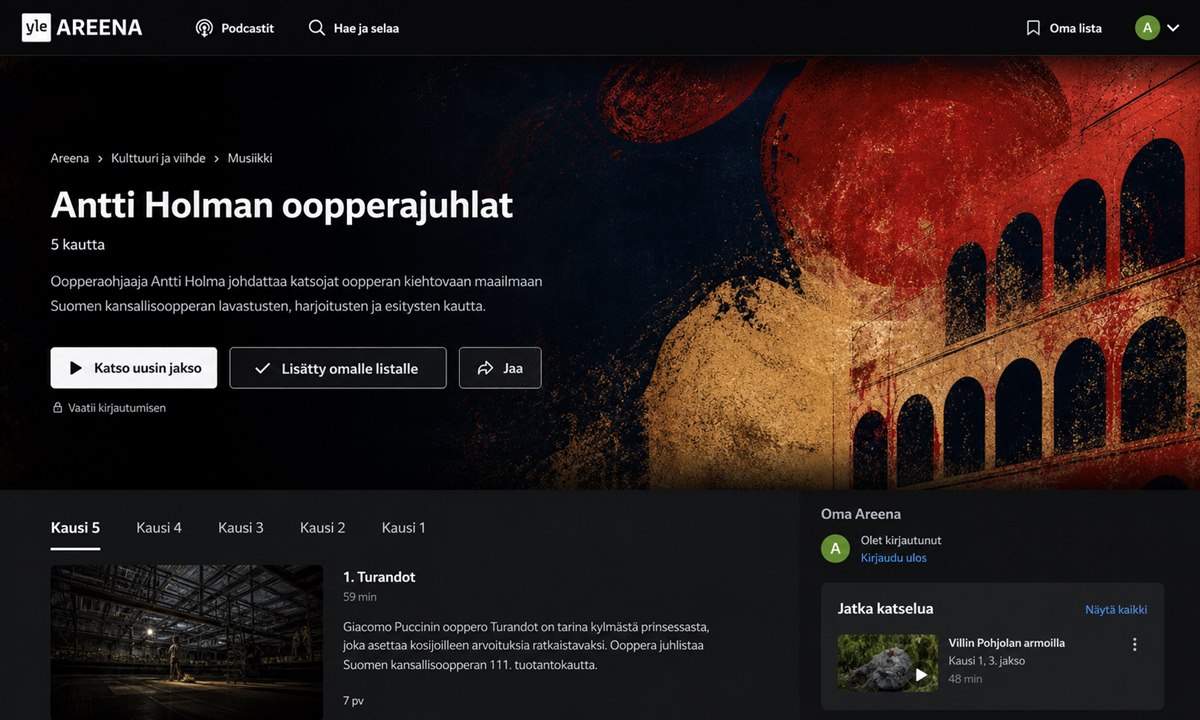 Podcast tilaaminen ja seuraaminen Yle Areenassa