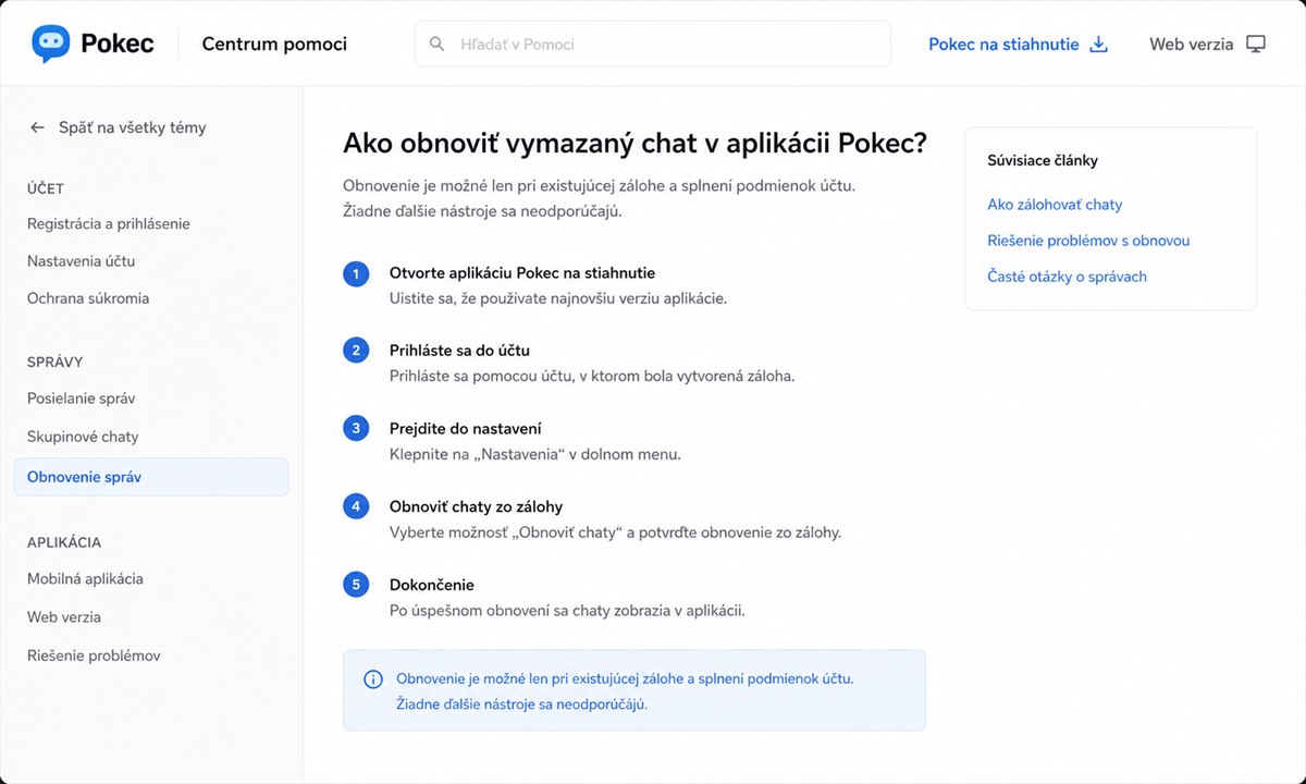 Hlavný krok pre Aplikacia pokec na stiahnutie