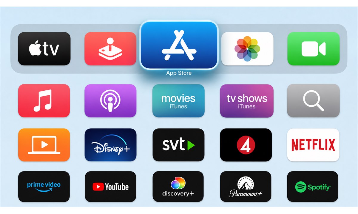 Apple TV App Store avaaminen aloitusnäytöltä