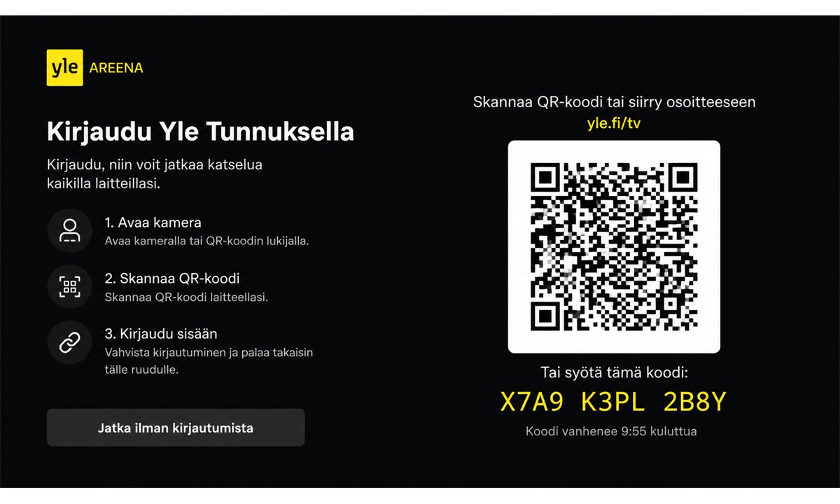 Yle Areena kirjautuminen Apple TV