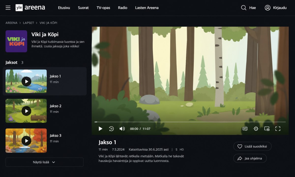 Viki ja Köpi jakson katselu Yle Areenassa