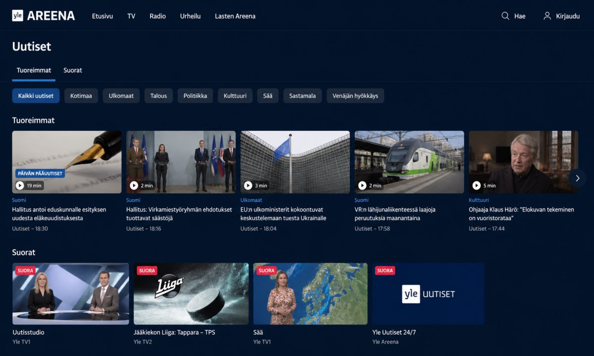 Areena yle fi uutiset