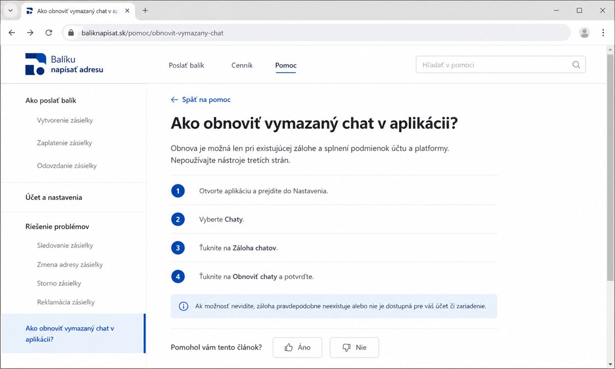 Hlavný krok pre Balíku napisat adresu ako poslat balik