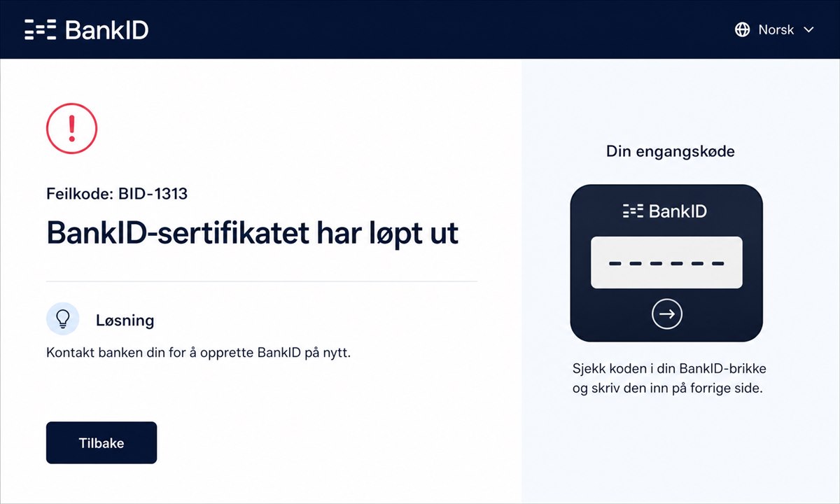 BankID-brikke med utløpsdato synlig på baksiden