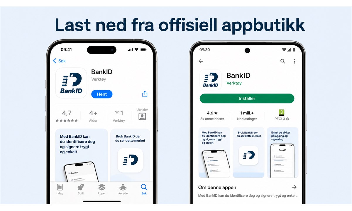 BankID app i App Store med nedlastingsknapp på iPhone