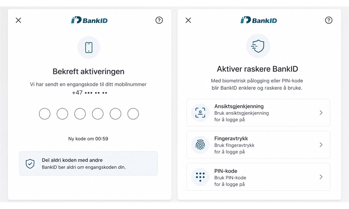 SMS-kode for BankID-aktivering mottatt på ny mobiltelefon