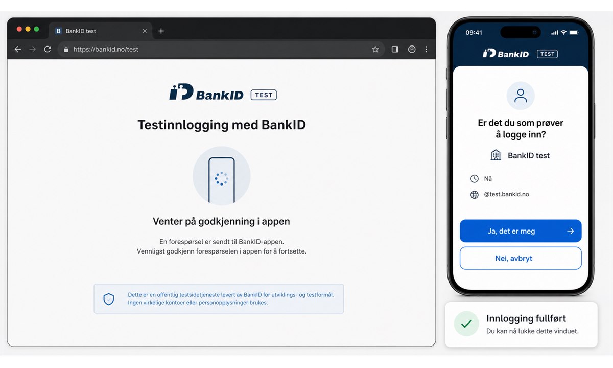 Vellykket BankID-innlogging på ny telefon med bekreftelsesmelding