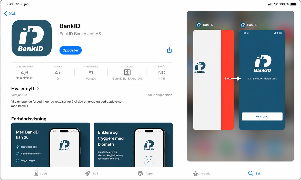 Oppdatere BankID-app i App Store