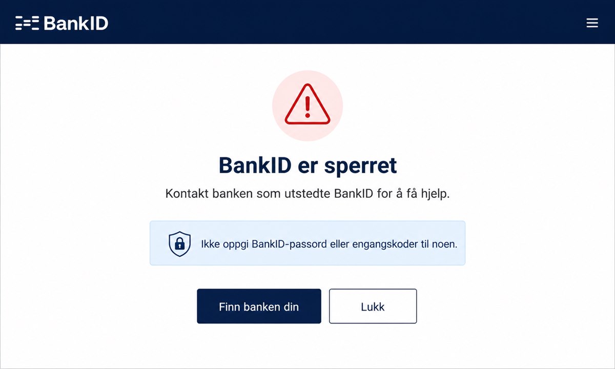 Kontakte bank for å låse opp sperret BankID