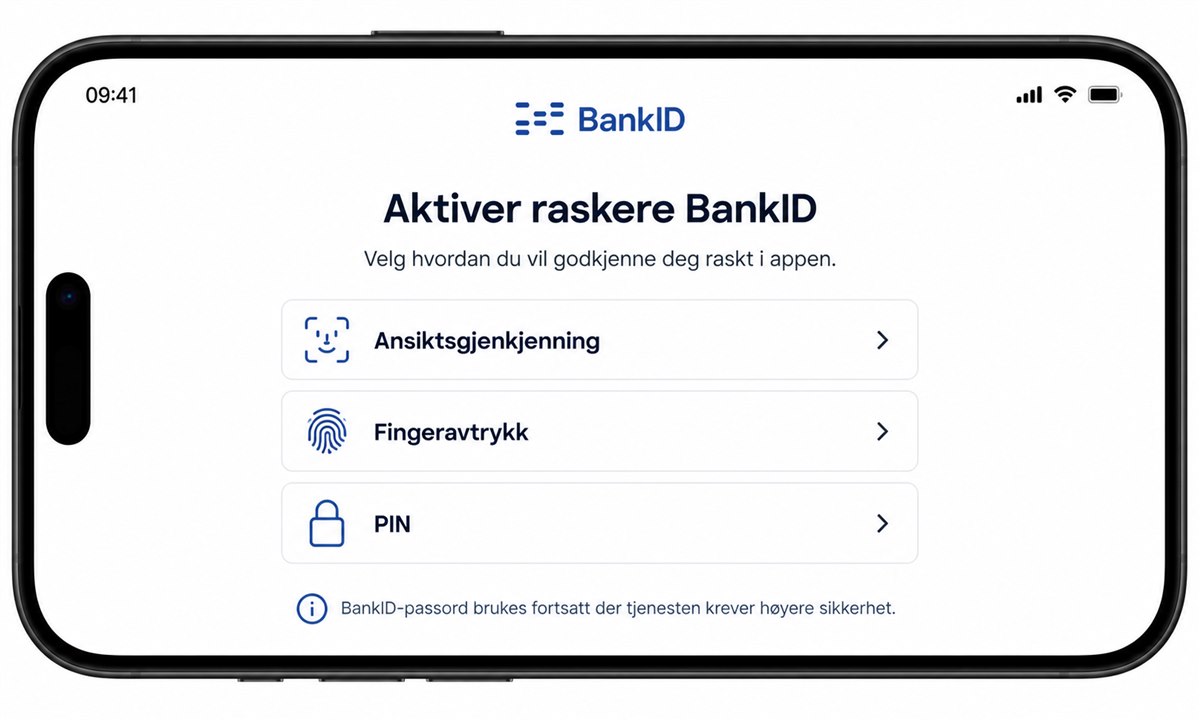 Opprette BankID-passord og aktivere Face ID