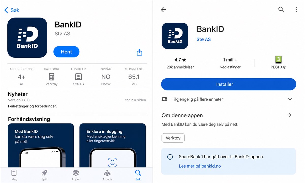 SpareBank 1 app i Google Play med nedlastingsknapp