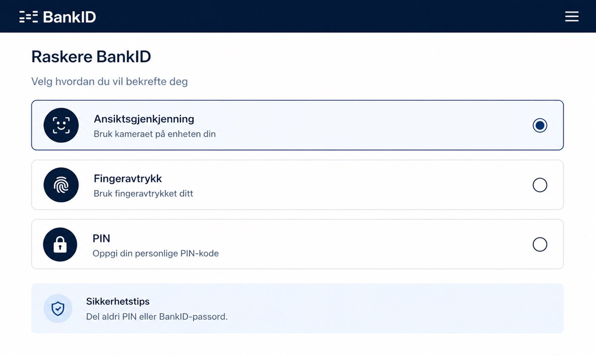 SpareBank 1 app med PIN-kode opprettelsesvindu for BankID
