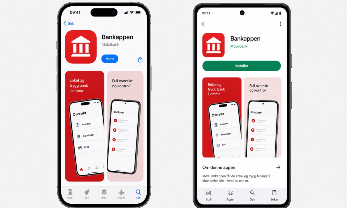 Nedlasting av bankapp fra App Store eller Google Play