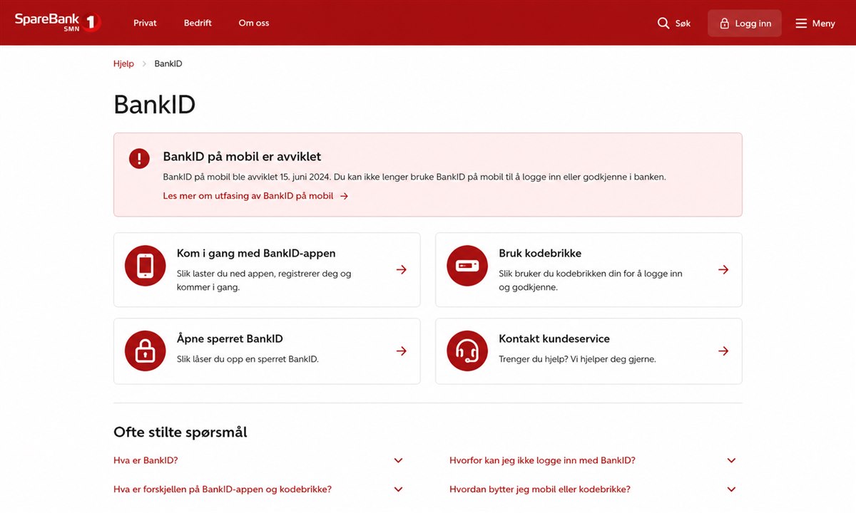 BankID-innstillinger i Sparebank 1 nettbank