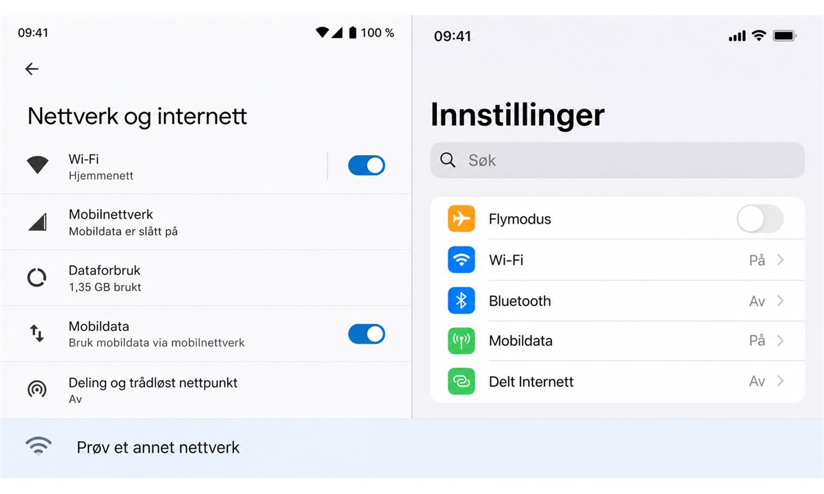 Sjekke internettilkobling på mobil