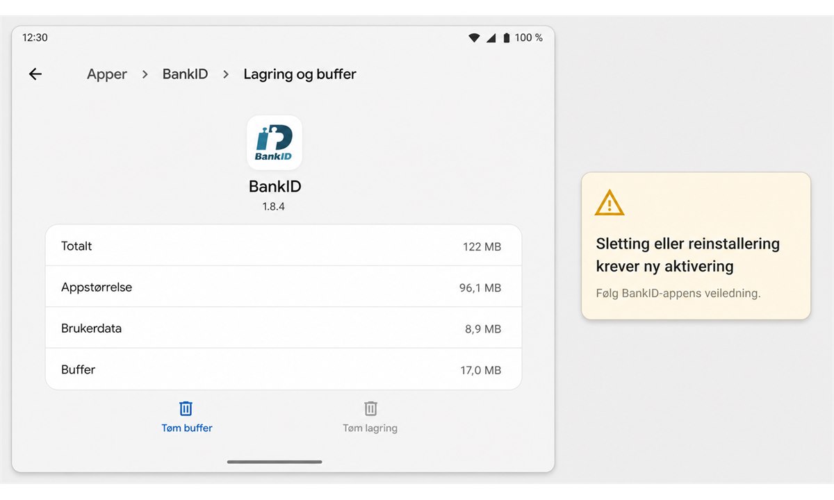 Tømme cache for BankID-app på Android