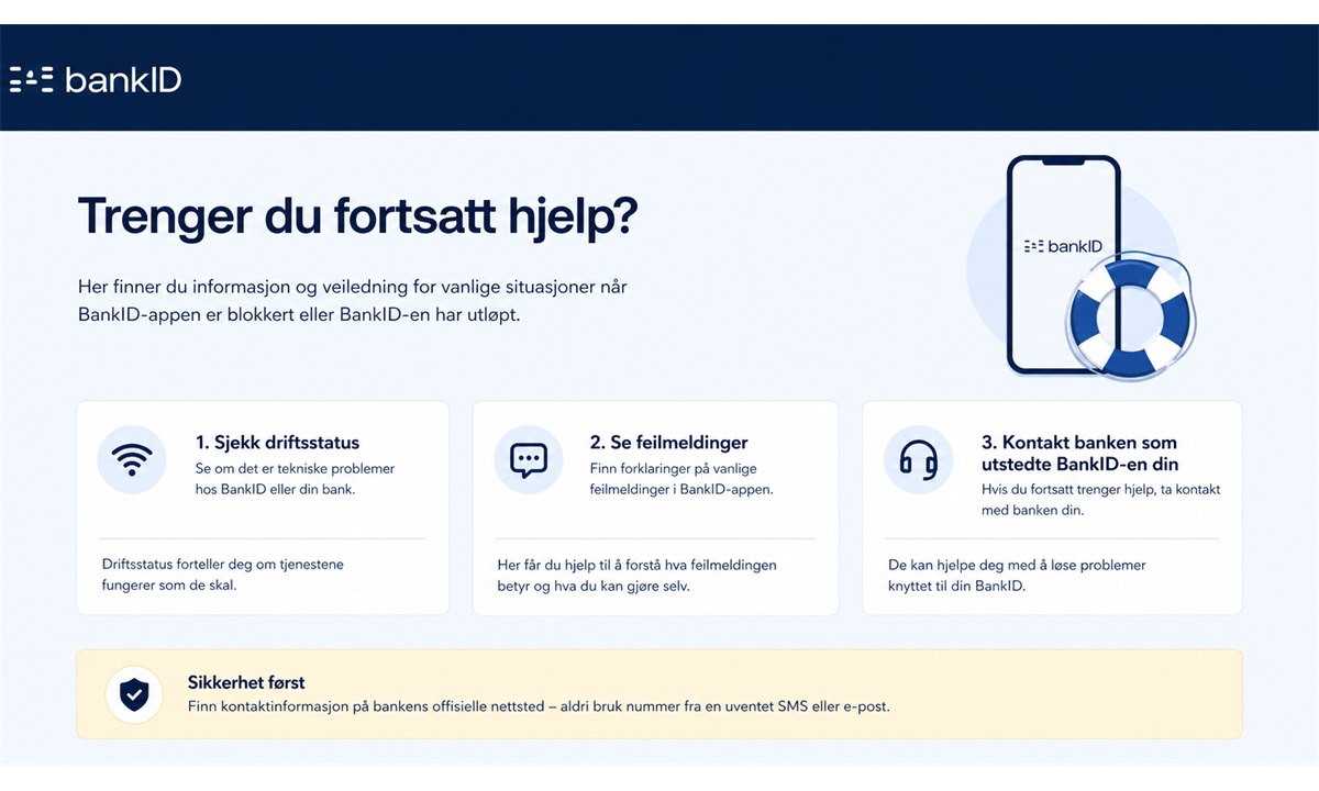 Kontakte bankens kundeservice for BankID hjelp