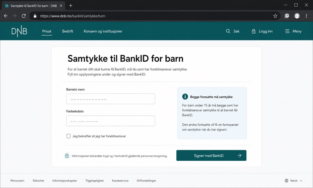 Samtykkeskjema for BankID barn i SpareBank 1
