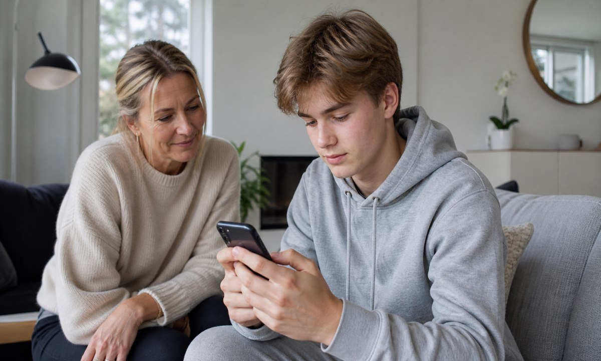 Barn aktiverer BankID-appen på smarttelefon