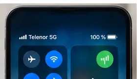 En mobil visar snabbinställningar med trådlös anslutning aktiverad