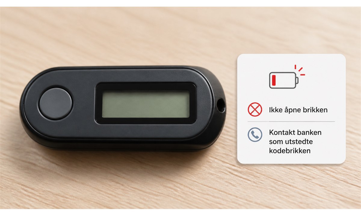 BankID kodebrikke med tomt display