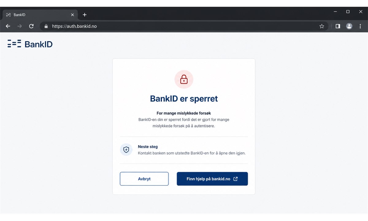 Låst BankID feilmelding i nettleser