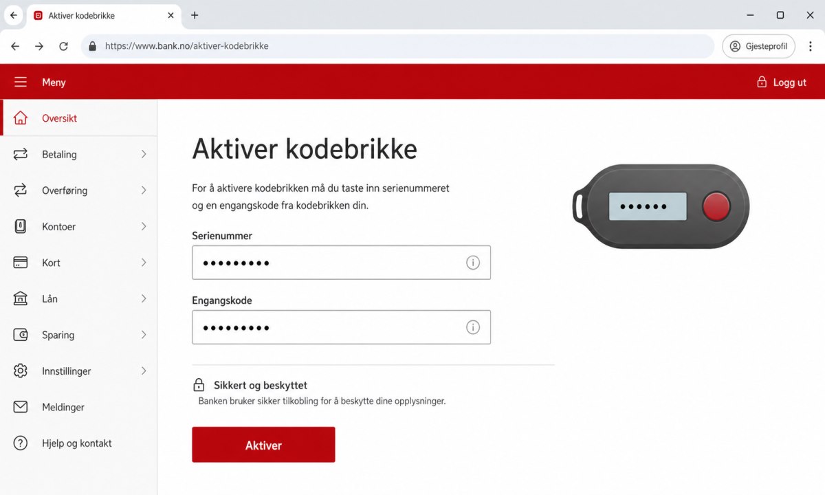 Aktivering av BankID kodebrikke på SpareBank 1 nettbank